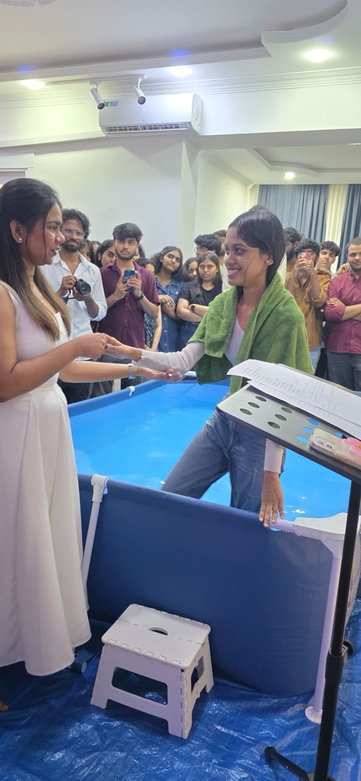 Person emerging from baptism